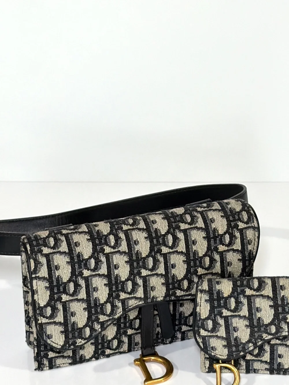 Dior 2019 Oblique Saddle Belt Bag + Lotus Wallet Set – Blue